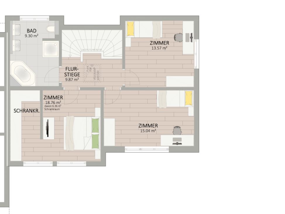 Plan Obergeschoss von Algenweg 40 Haus 2