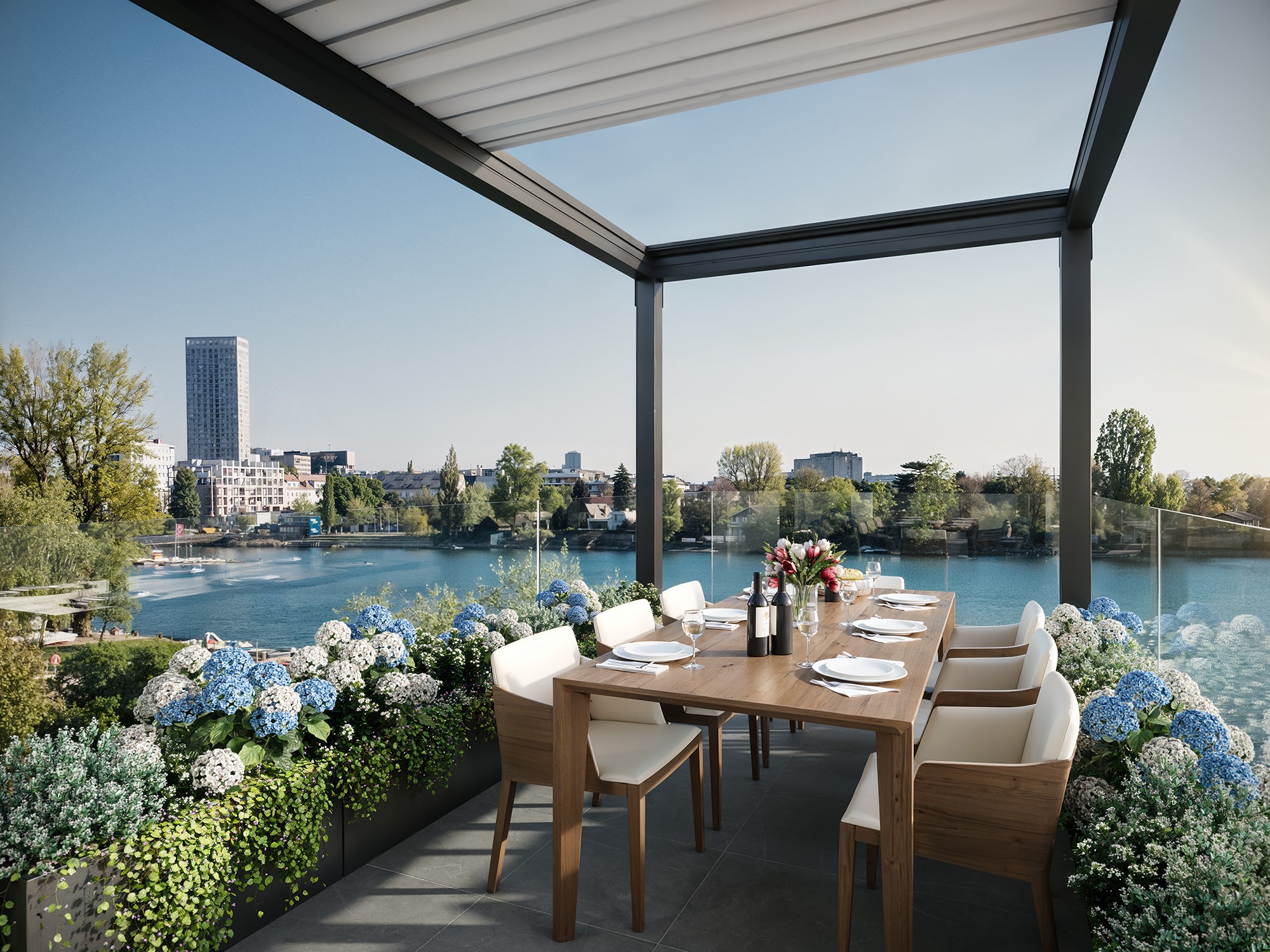 Ausblick von Glorit Wohnung auf Alte Donau