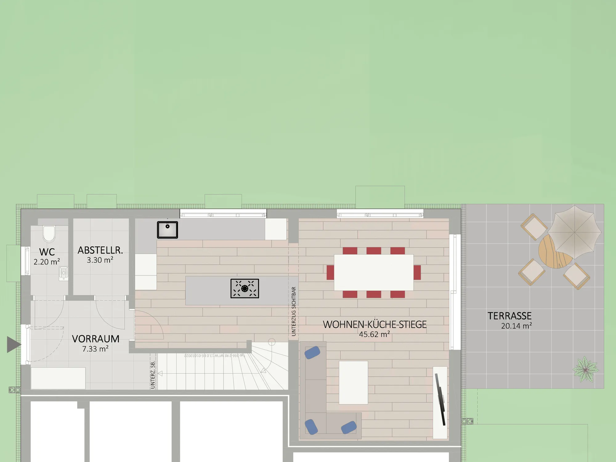 Plan Erdgeschoss von Lieleggweg 62-64