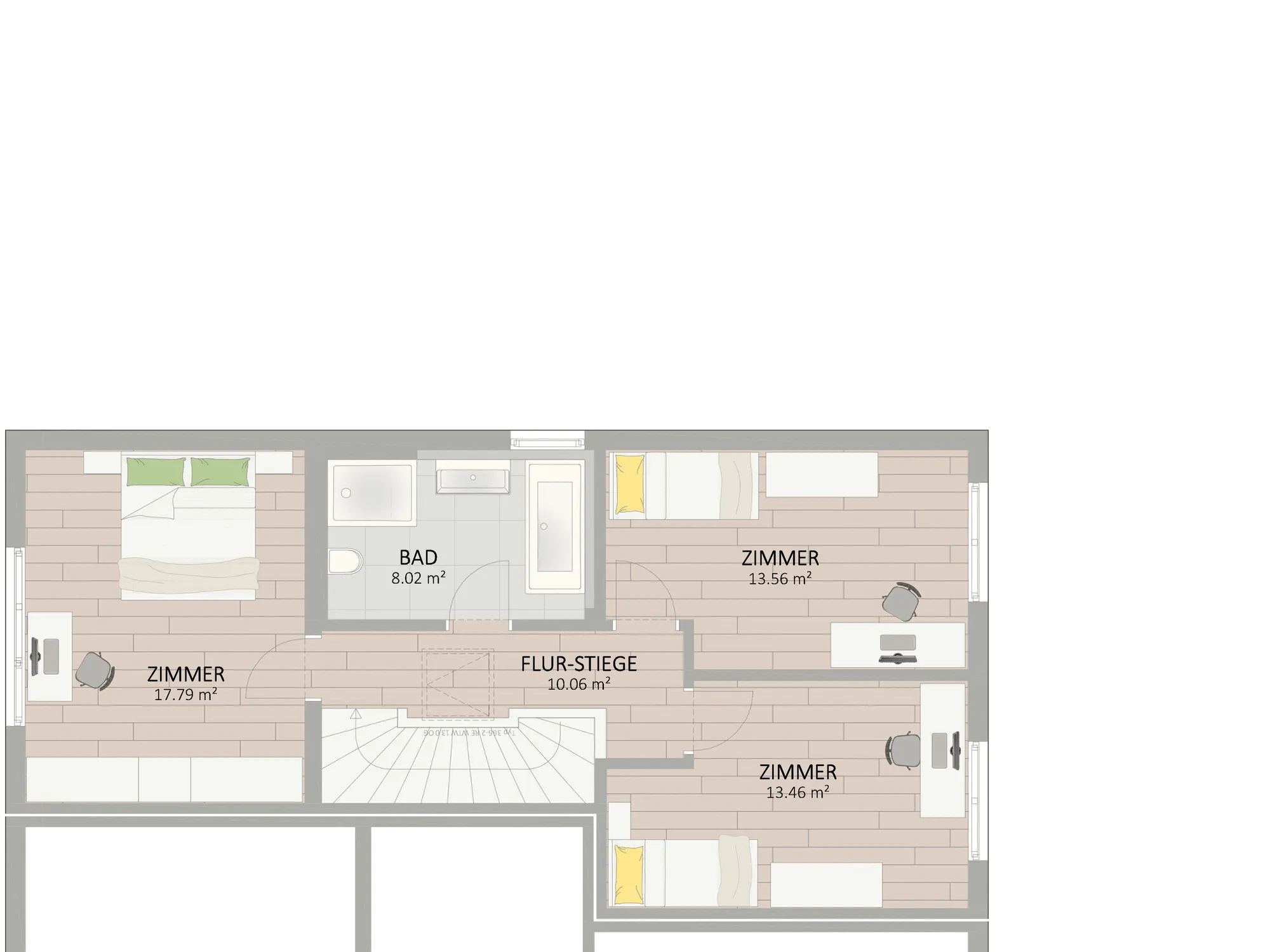 Plan Obergeschoss von Lieleggweg 62-64