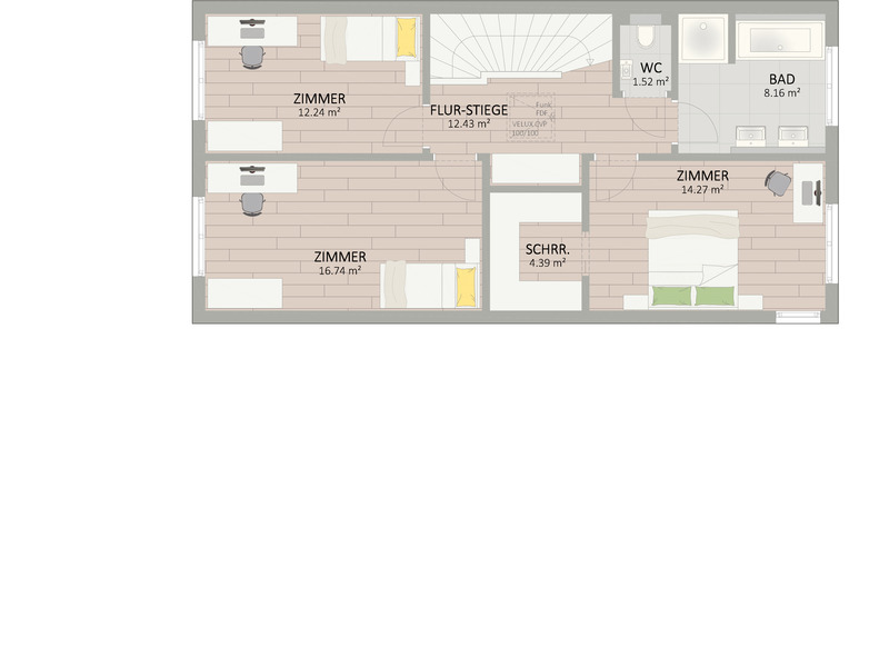 Plan Obergeschoss von Lisseeweg 25